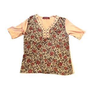 Cottagecore Floral Lace Grommet Top